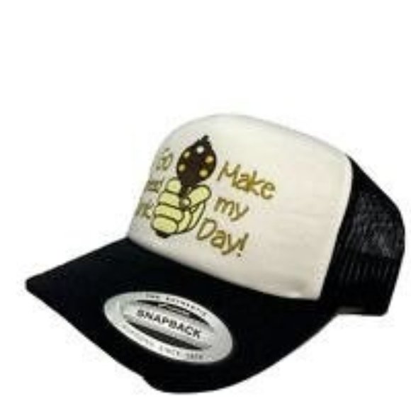 Go ahead Punk Make my Day Trucker Hat Mesh Cap Snapback Hat Adjustable Vintage - Picture 2 of 3